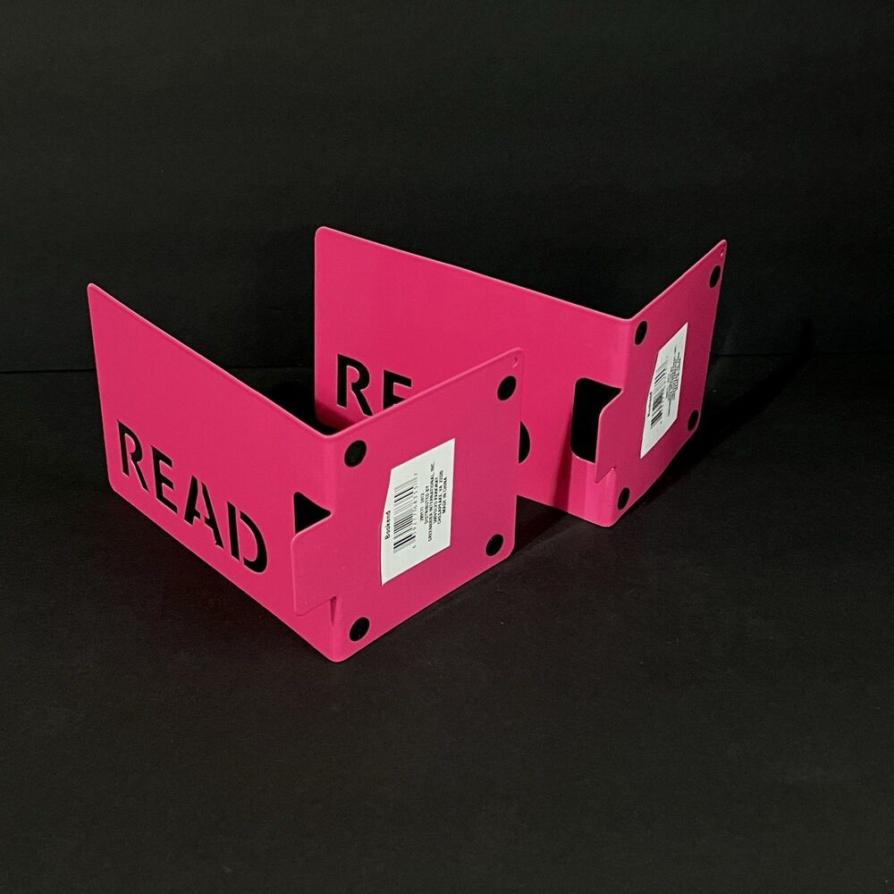 Metal READ Bookends Set of 2 Hot Pink Retro Cutout Design NWT - Picture 6 of 15